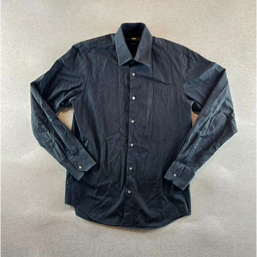 HUGO BOSS‎ Men Formal Shirt Slim Fit Black Striped Cotton size 32/33 - 14 1/2